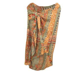 Z&L spring floral bohemian patchwork wrap tie front skirt M French Provencal